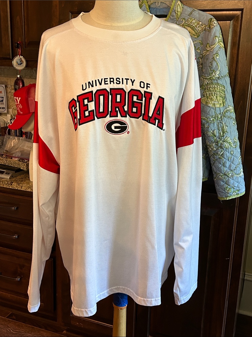 Starter Sz 3XL University of Georgia White & Red Long Sleeve Heavyweight Tee